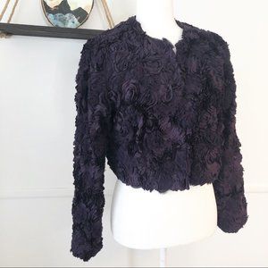 Lafayette 148 New York Rose Appliqué Bolero Jacket Size 6